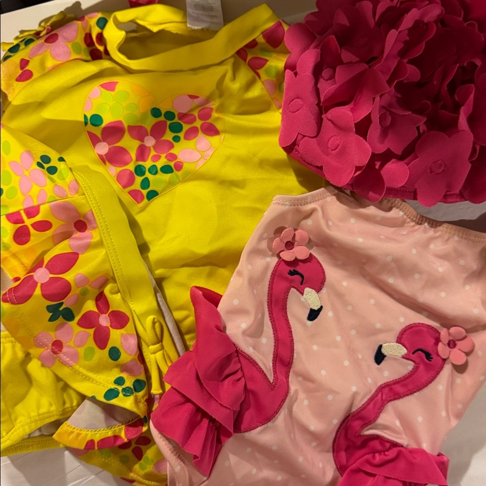 Gymboree Baby Girl Swim Bundle with Swim Cap 6-12 Months